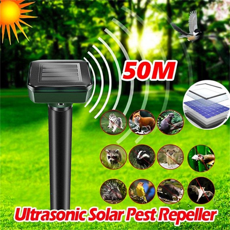 Repelent solar cu ultrasunete pentru dăunători, cu senzor de mișcare, rezistent la apă, grădină, animale de fermă, cârtiță…